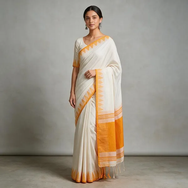 White_Cotton_Silk_Temple_Border_Woven_Handloom_Saree