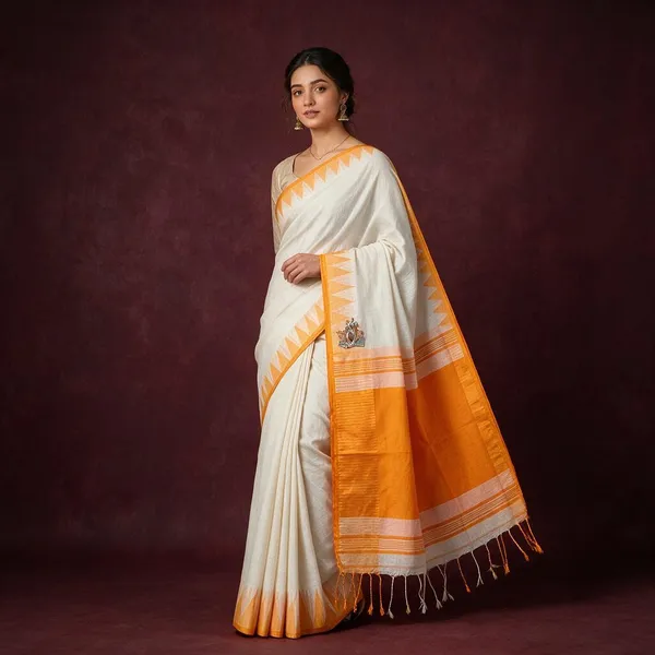 White_Cotton_Silk_Temple_Border_Woven_Handloom_Saree