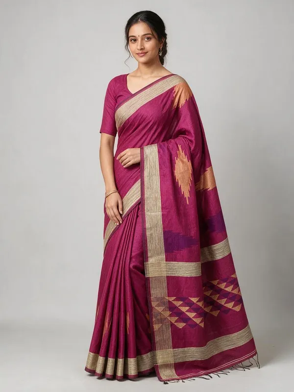 Pink_Cotton_Silk_Handloom_Zari_Work_Saree