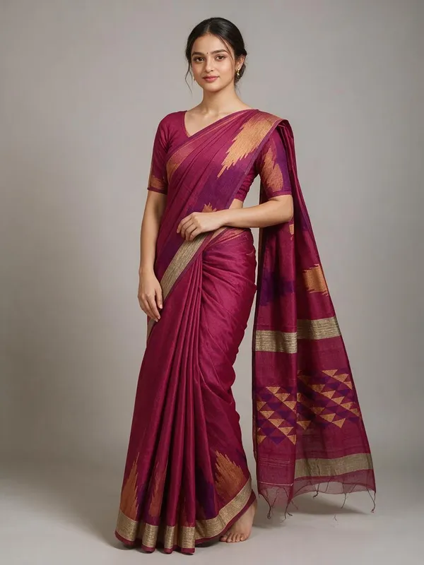 Pink_Cotton_Silk_Handloom_Zari_Work_Saree