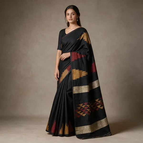 Black_Cotton_Silk_Handloom_Zari_Work_Saree