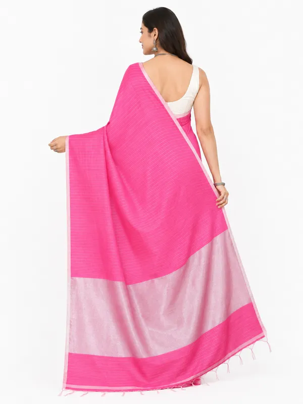 Pink_Cotton_Silk_Zari_Stripe_Party_Wear_Saree