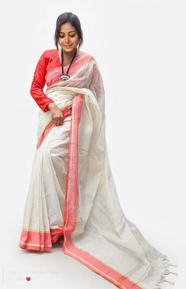 White_Cotton_Stripe_Handloom_Saree