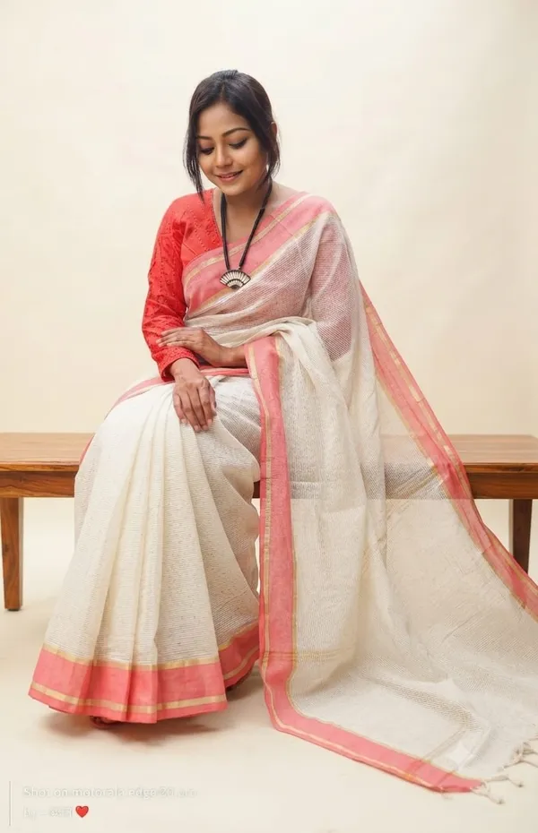 White_Cotton_Stripe_Handloom_Saree