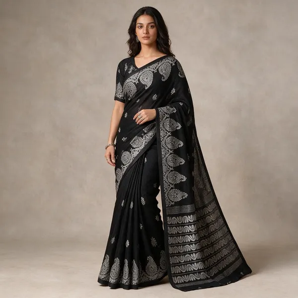 Black_Linen_Jamdani_Full_Body_Weaving_Work_Zari_Work_Saree