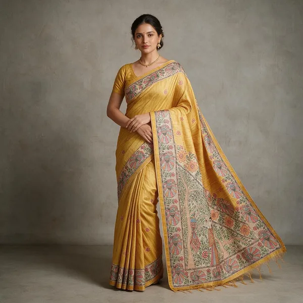 Yellow_Printed_Kalamkari_Cotton_Silk_Saree