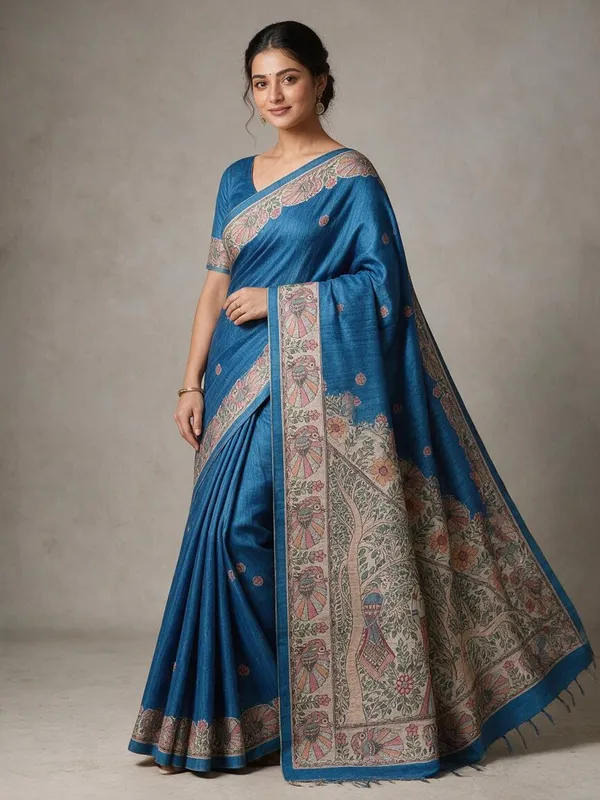 Blue_Printed_Handloom_Cotton_Silk_Saree