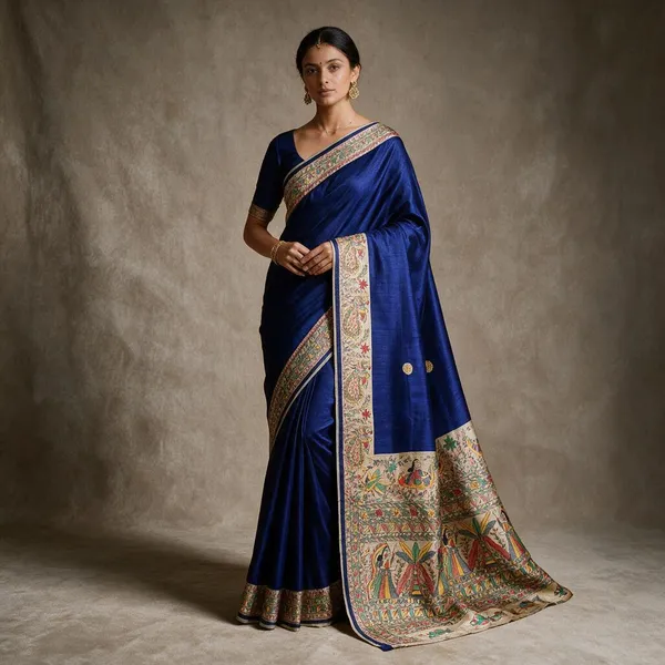 Royal_Blue_Printed_Handloom_Cotton_Silk_Saree