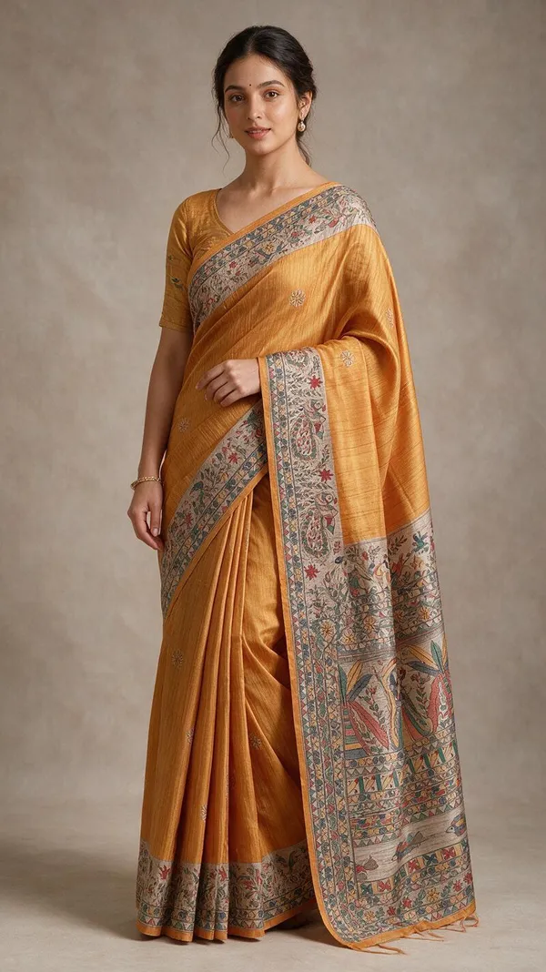Orange_Printed_Handloom_Cotton_Silk_Saree