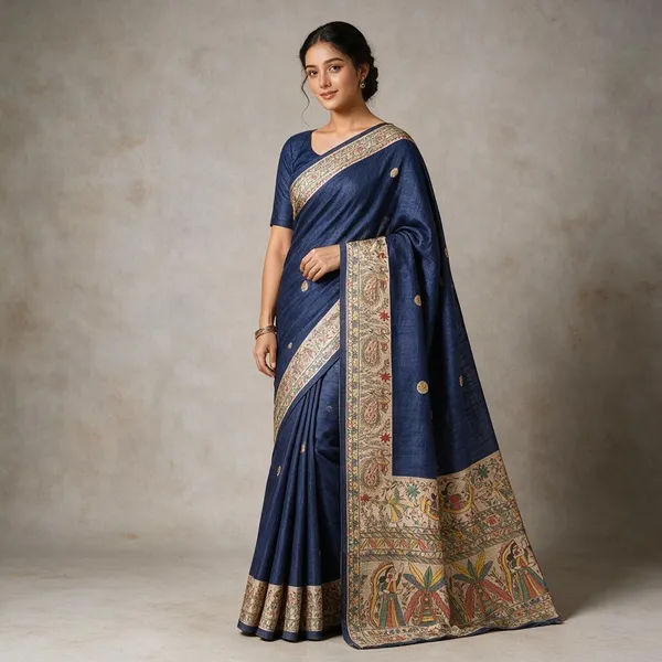 Navy_Blue_Printed_Handloom_Cotton_Silk_Saree