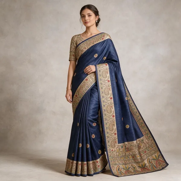 Navy_Blue_Printed_Handloom_Cotton_Silk_Saree