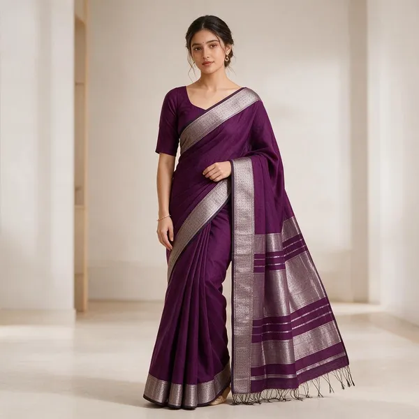 Purple_Maheshwari_Design_Cotton_Silk_Saree