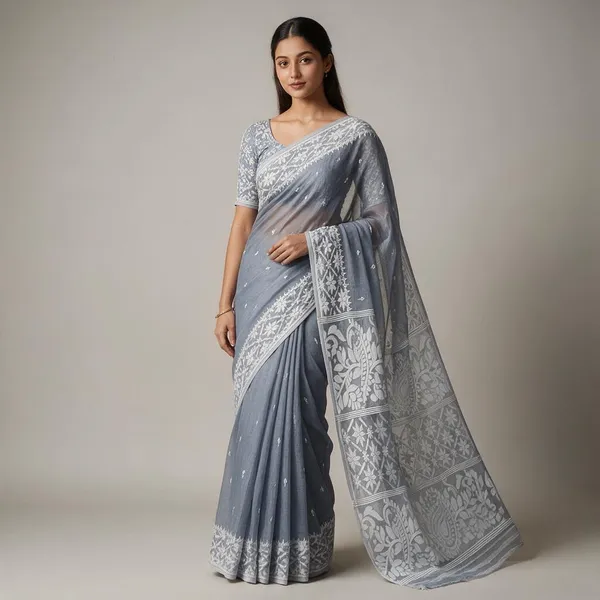 Grey_Premium_Quality_Dhakai_Jamdani_Saree