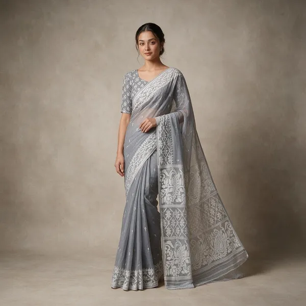 Grey_Premium_Quality_Dhakai_Jamdani_Saree