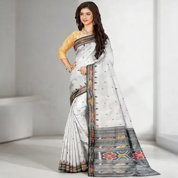 White_Woven_Tant_Pure_Cotton_Saree