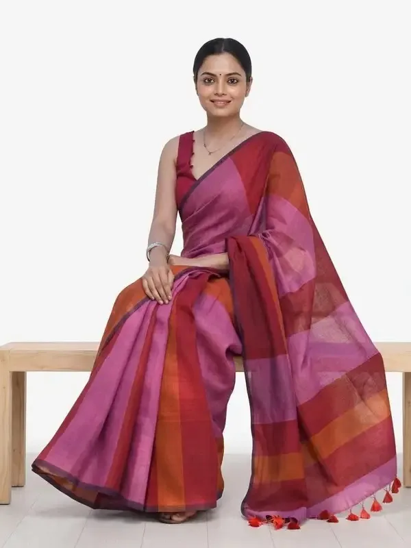 Multicolor_Cotton_Stripe_Saree_For_Women