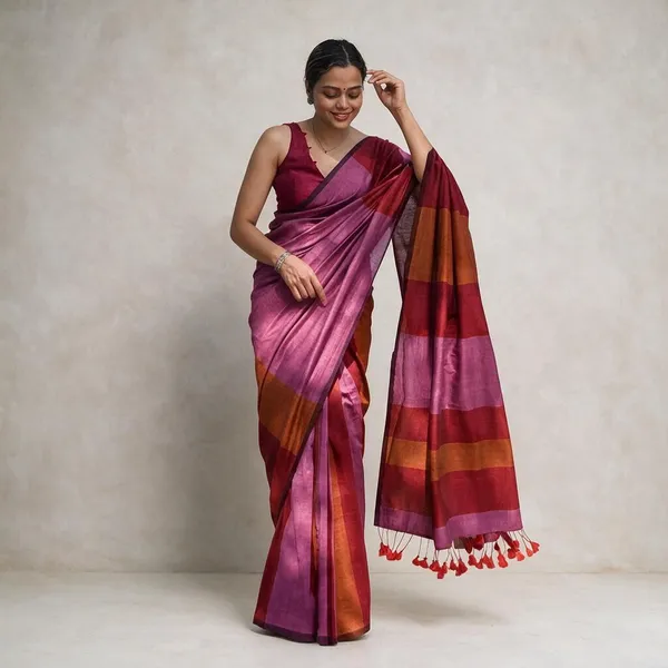 Multicolor_Cotton_Stripe_Saree_For_Women
