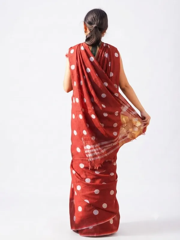 Red_Polka_Dot_Print_Cotton_Saree