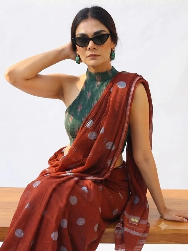 Red_Polka_Dot_Print_Cotton_Saree