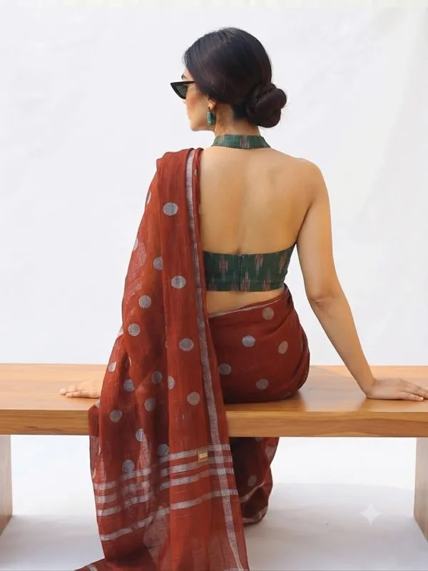 Red_Polka_Dot_Print_Cotton_Saree
