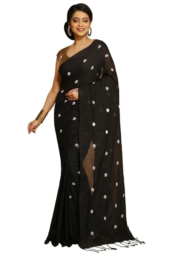 Black_Shiuli_Embroidery_Cotton_Saree