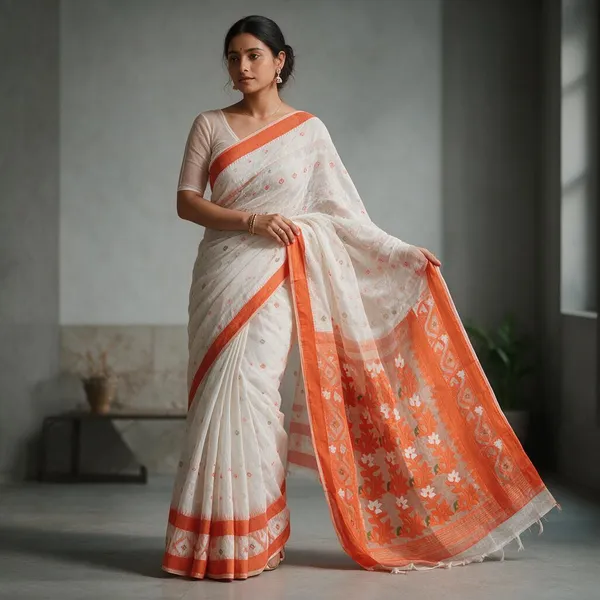 Grey_Self_Design_Jamdani_Cotton_Silk_Saree