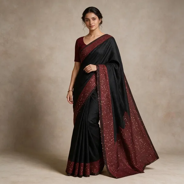 Black_Cotton_Silk_Handloom_Sequin_Saree