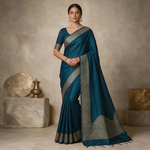 Dark_Blue_Cotton_Silk_Handloom_Sequin_Saree