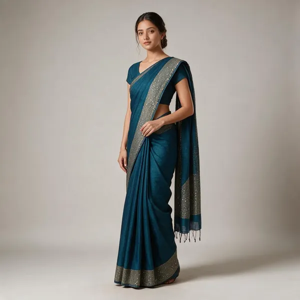 Dark_Blue_Cotton_Silk_Handloom_Sequin_Saree