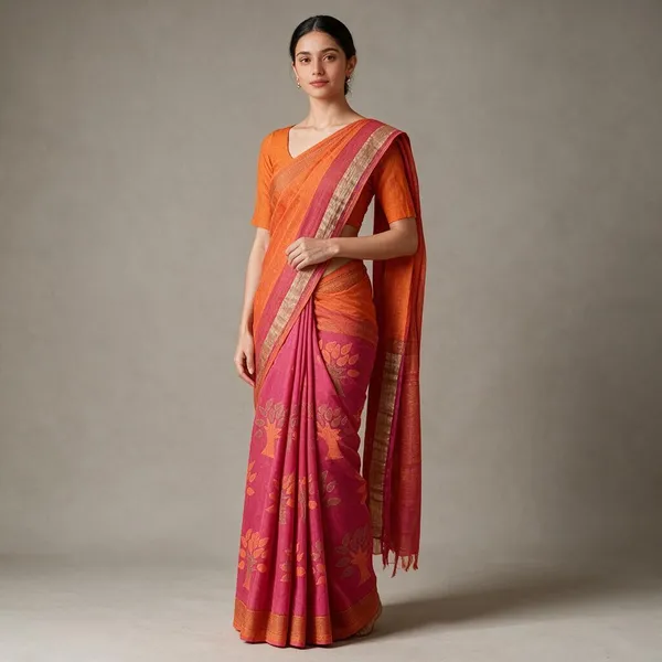 Orange_Tree_Handloom_Zari_Work_Cotton_Silk_Saree
