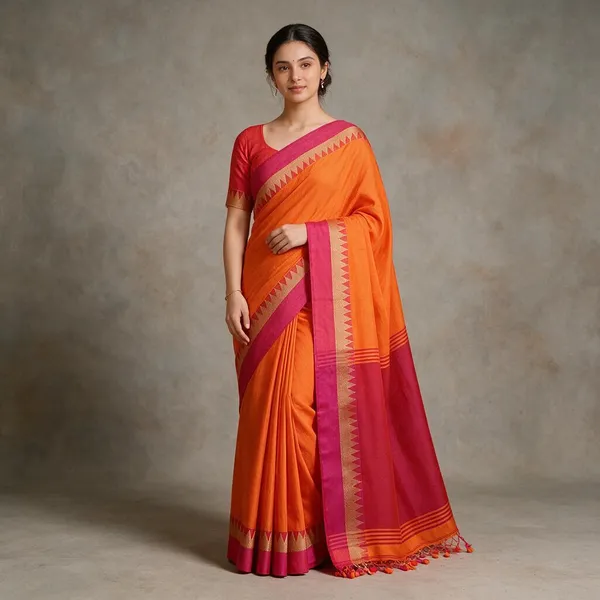 Orange_New_Vomri_Handloom_Cotton_Silk_Saree