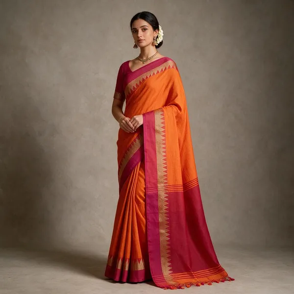 Orange_New_Vomri_Handloom_Cotton_Silk_Saree