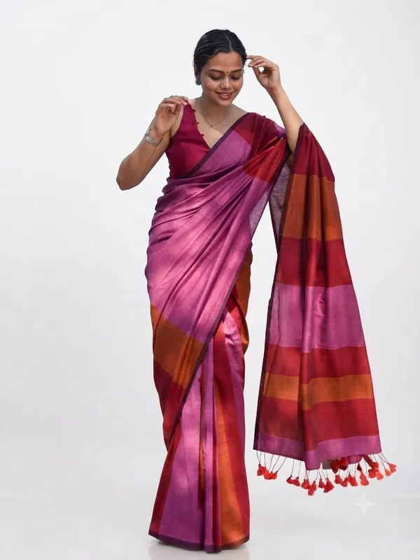 Multicolor_Cotton_Stripe_Saree_For_Women