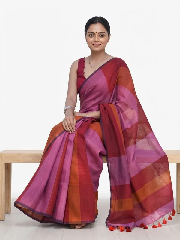 Multicolor_Cotton_Stripe_Saree_For_Women