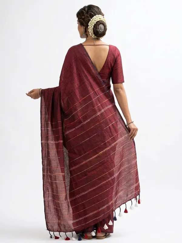 Maroon_Khesh_Cotton_Saree_For_Women