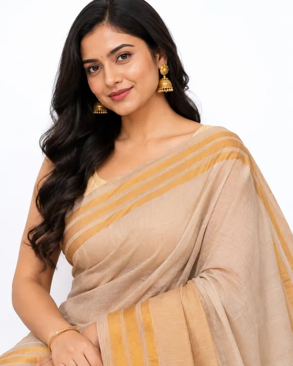 Beige_Cotton_Linen_Saree_For_Women