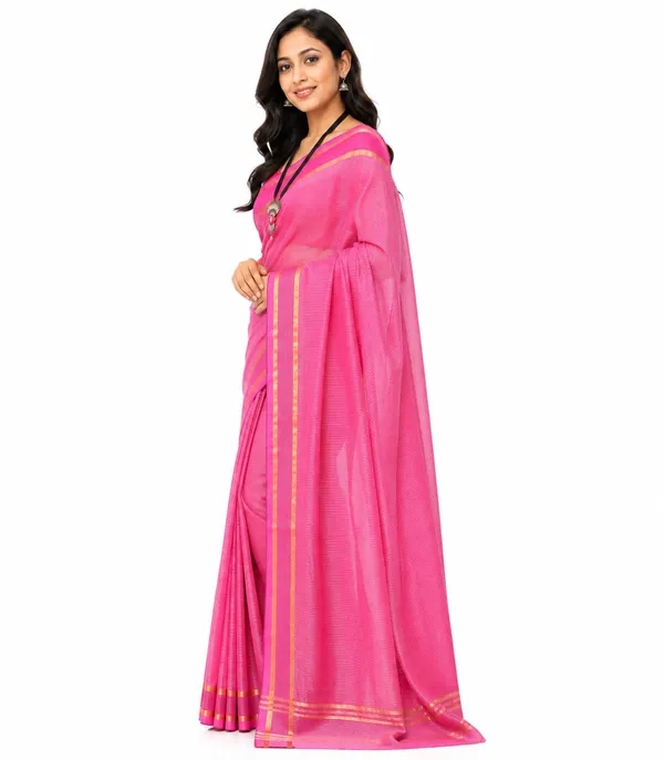 Pink_Cotton_Stripe_Handloom_Saree