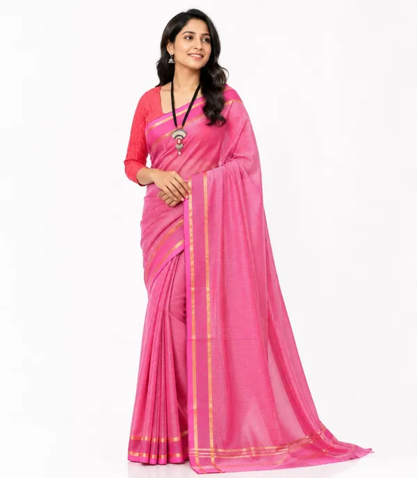 Pink_Cotton_Stripe_Handloom_Saree