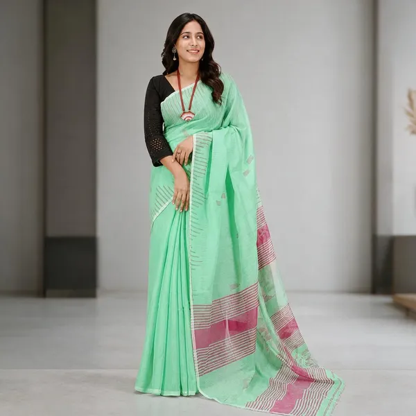 Light_Green_Cotton_Silk_Handloom_Work_Saree