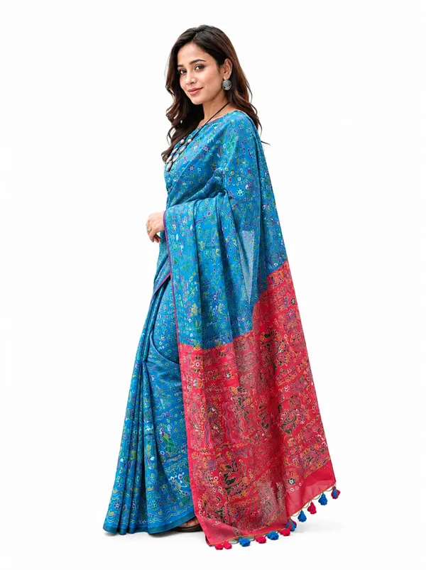 Multicolor_Madhubani_Printed_Cotton_Saree