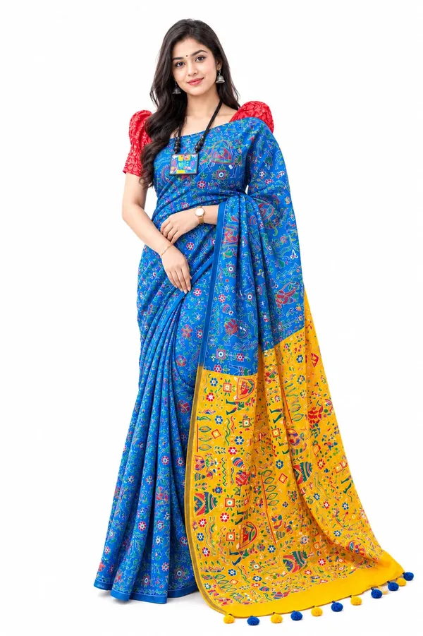 Multicolor_Madhubani_Printed_Cotton_Saree