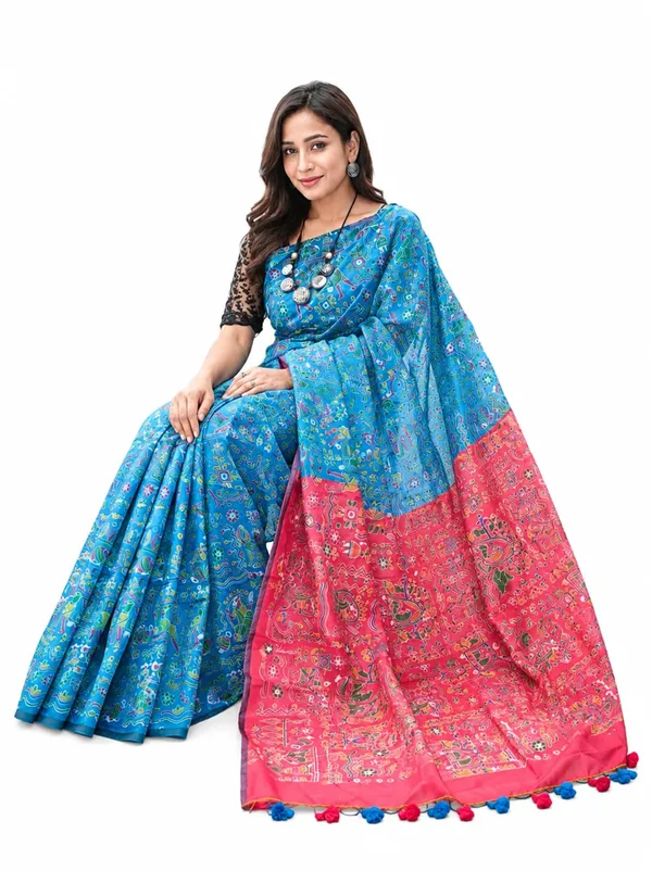 Multicolor_Madhubani_Printed_Cotton_Saree