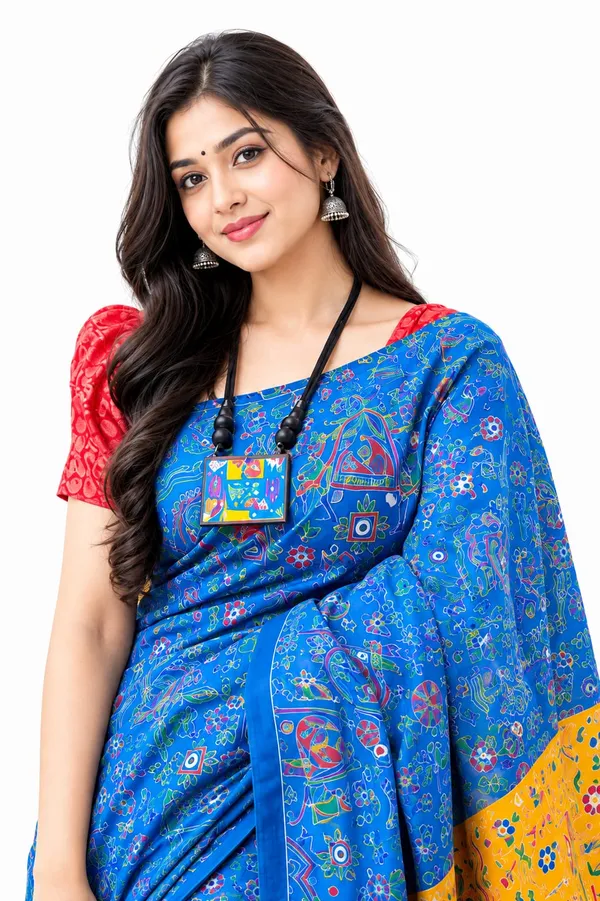 Multicolor_Madhubani_Printed_Cotton_Saree