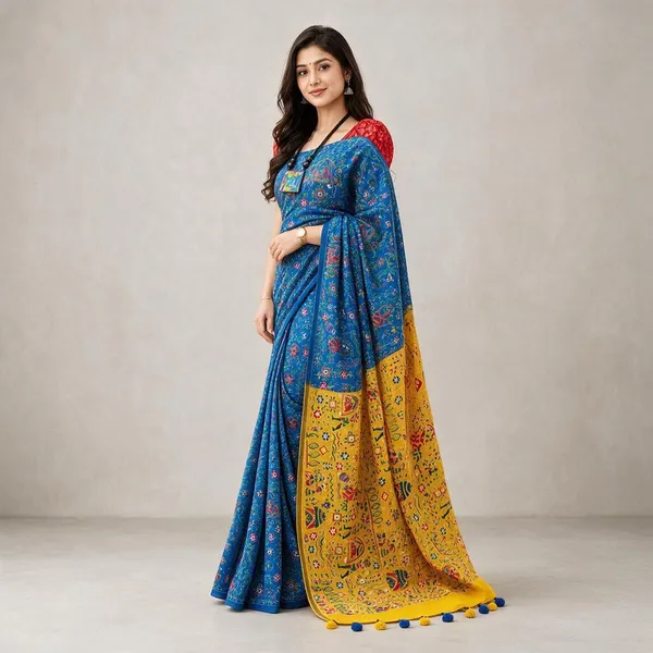 Multicolor_Madhubani_Printed_Cotton_Saree