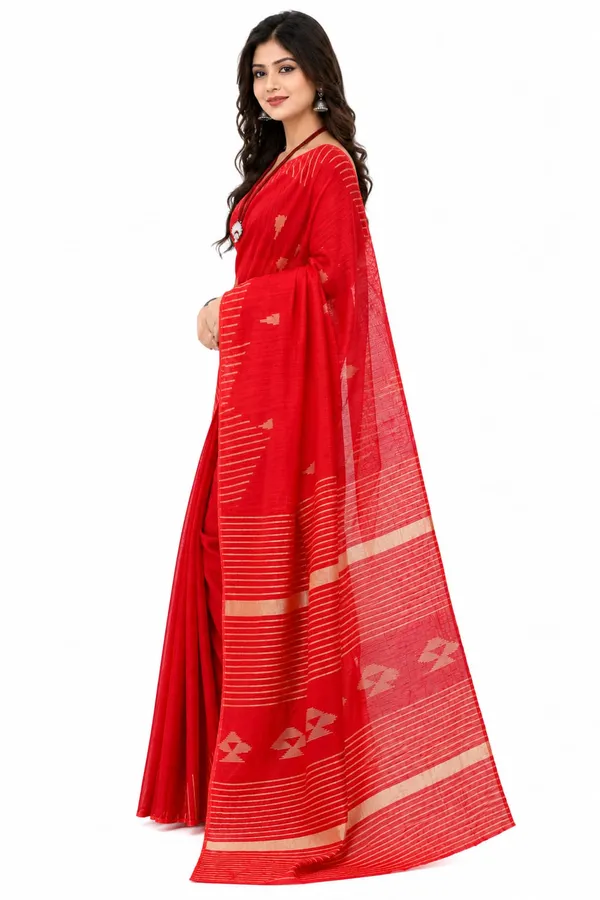 Red_Cotton_Silk_Handloom_Work_Saree