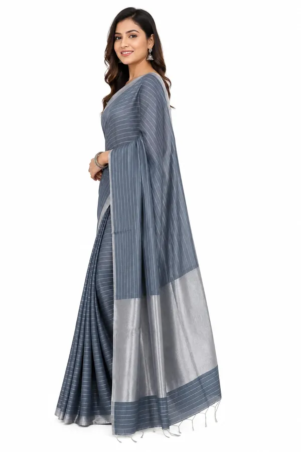 Ash_Grey_Cotton_Stripe_Handloom_Saree