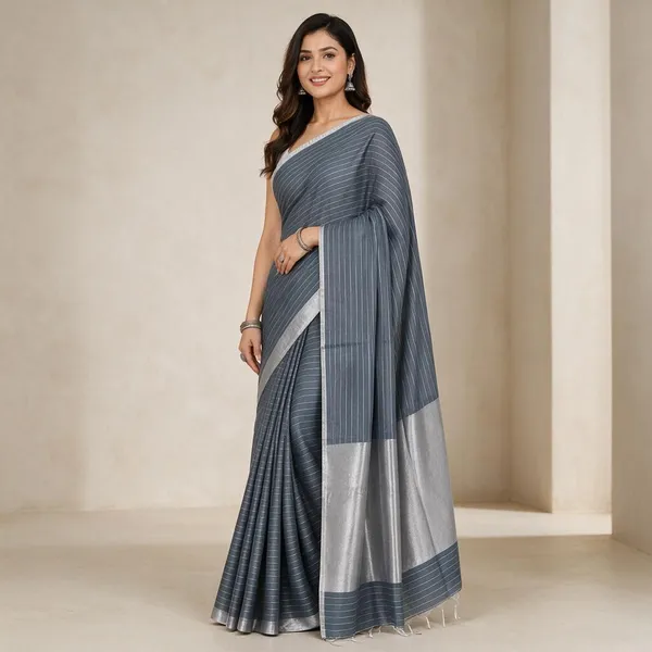 Ash_Grey_Cotton_Stripe_Handloom_Saree