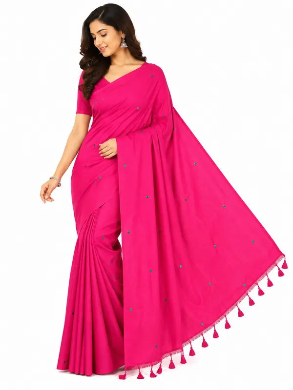 Pink_Mul_Cotton_Embroidery_Saree