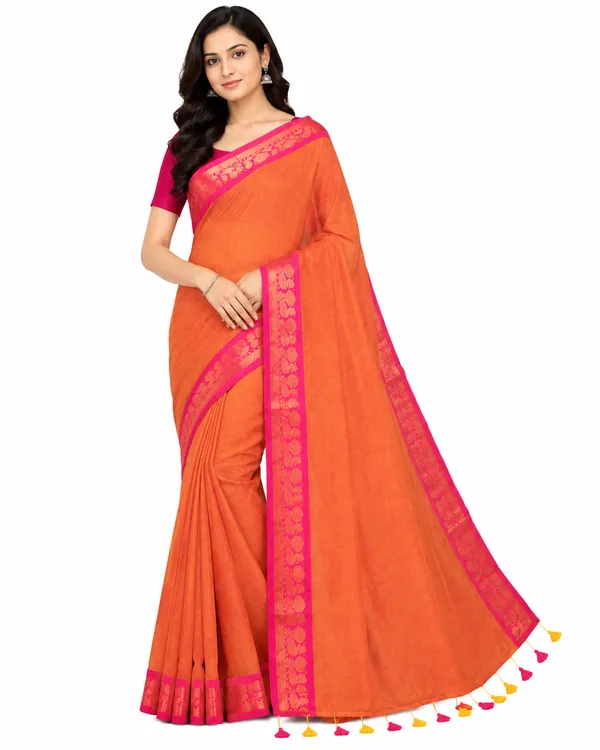 Orange_Mul_Cotton_Saree_For_Women