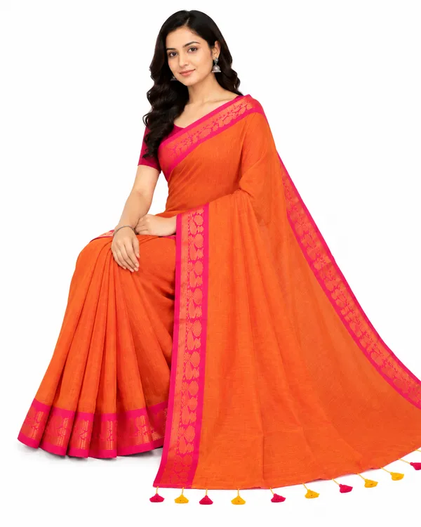 Orange_Mul_Cotton_Saree_For_Women
